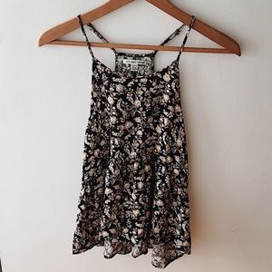 American Eagle high neck peplum floral tank